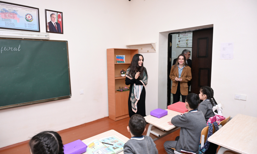 Leyla Əliyeva və Alena Əliyeva Qubada internat tipli ümumtəhsil məktəbini və STEAM mərkəzini ziyarət ediblər