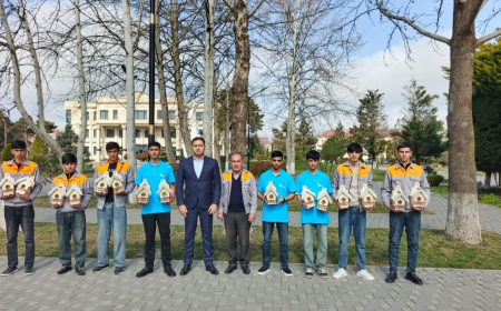 Biləsuvarda məktəblilər quşlar üçün evciklər hazırladılar  