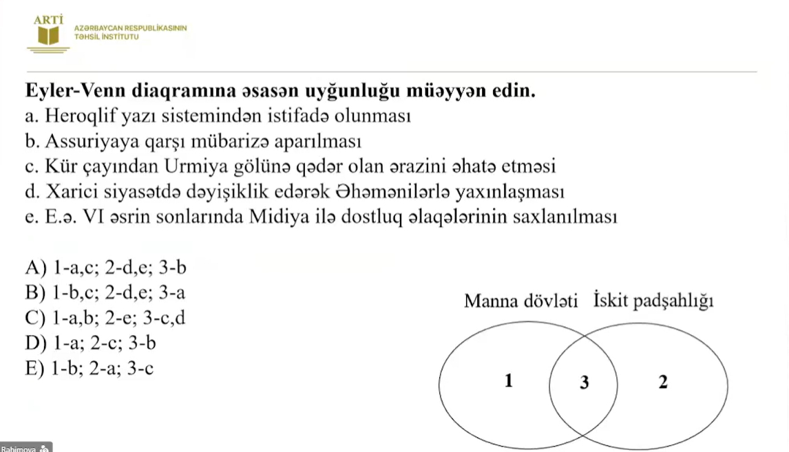 Sertifikasiyaya hazırlaşan tarix müəllimləri üçün yeni test nümunələri