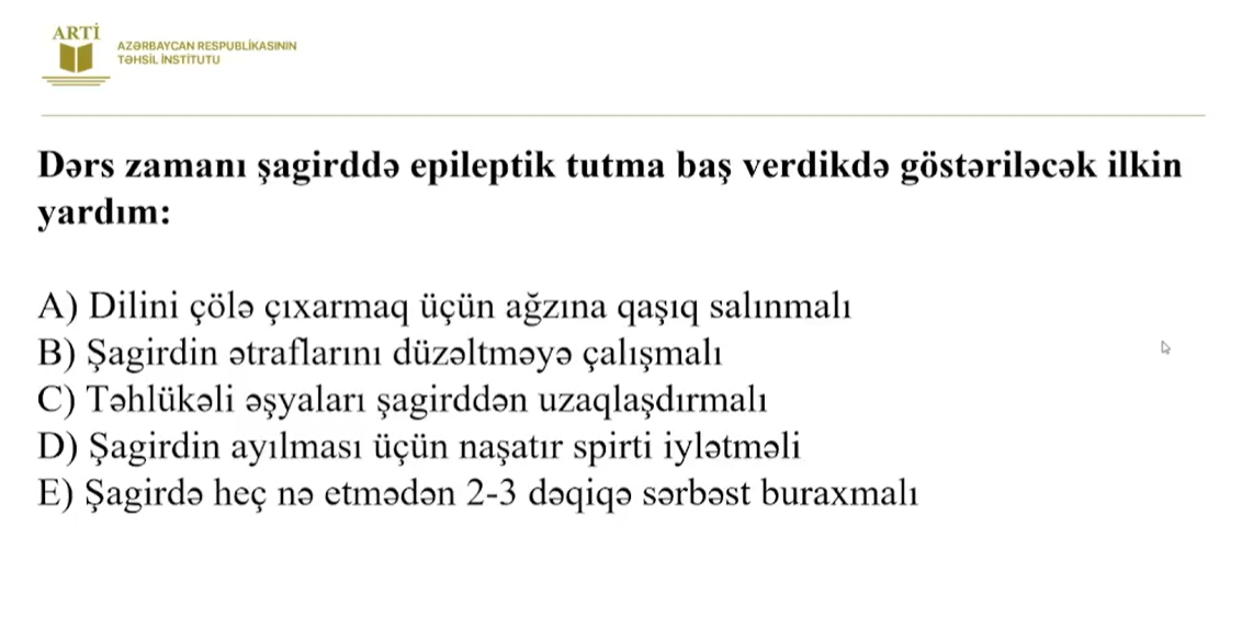 Fiziki tərbiyə fənni üzə sertifikasiyaya hazırlaşanların