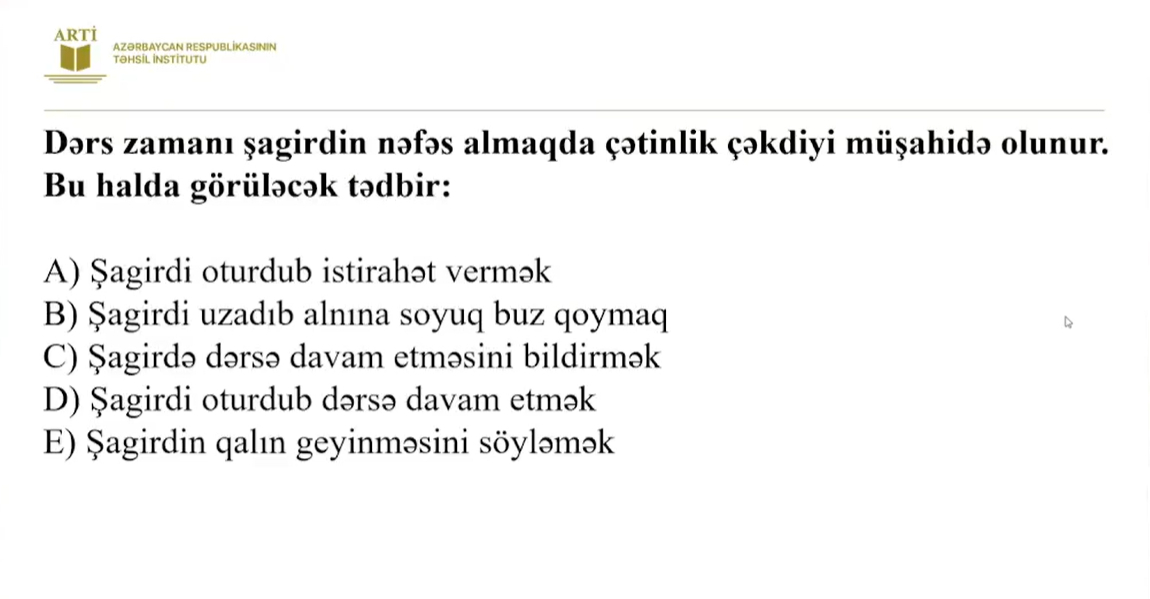 Fiziki tərbiyə fənni üzə sertifikasiyaya hazırlaşanların