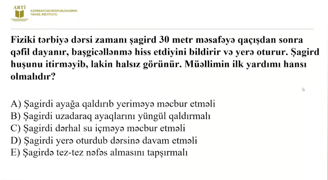 Fiziki tərbiyə fənni üzə sertifikasiyaya hazırlaşanların