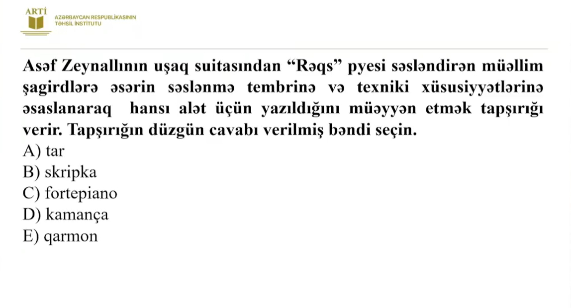 Musiqi müəllimləri üçün sertifikasiya üzrə yeni test nümunələri təqdim olunub