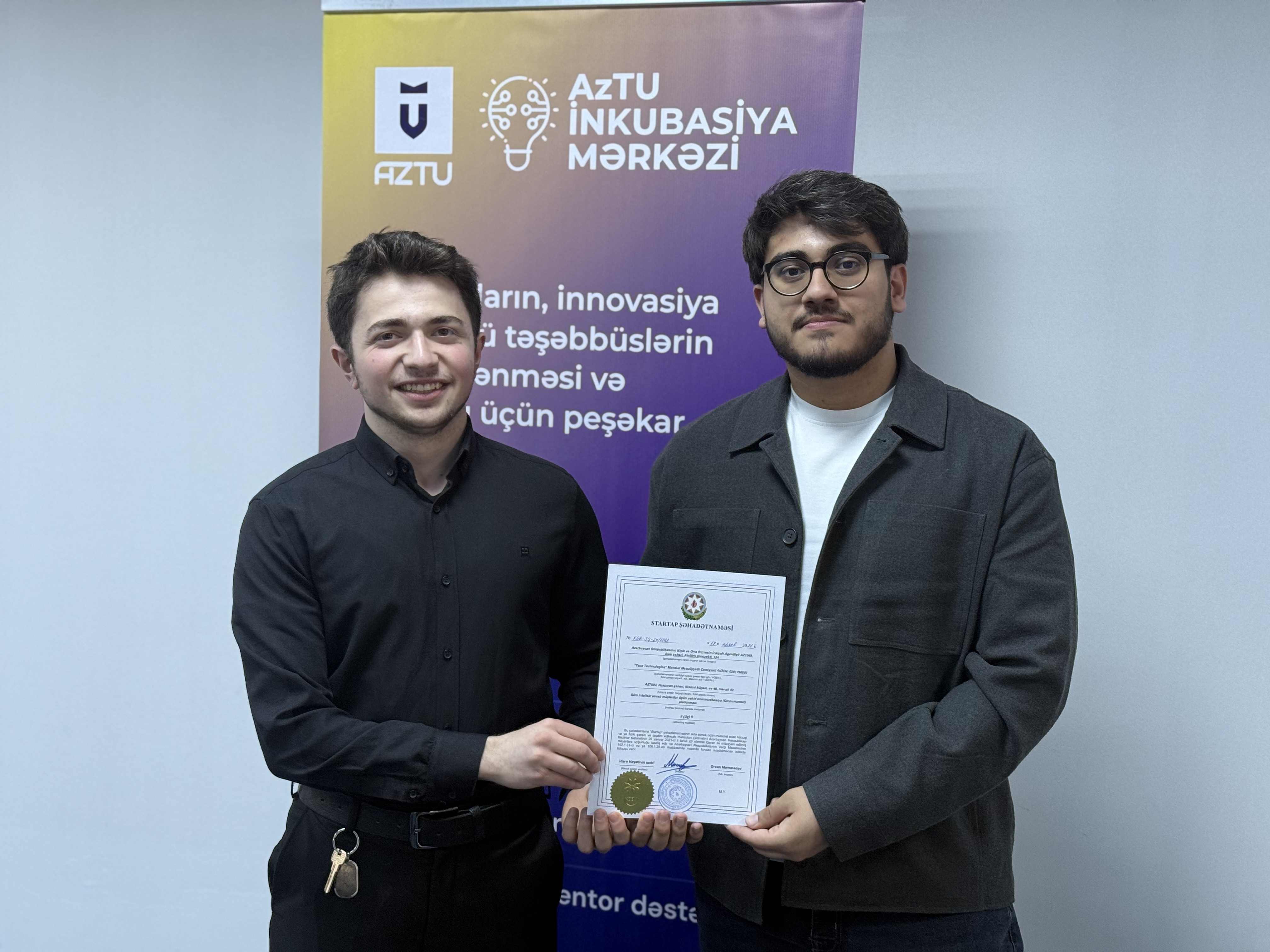 AzTU tələbələri startaplarına görə “Startap” şəhadətnaməsi aldılar