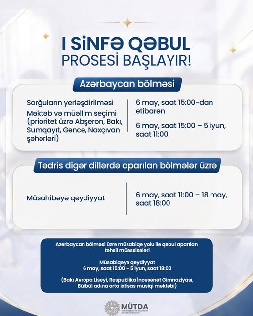 Bu gündən uşaqların I sinfə qəbulu başlayır