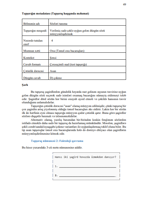 Şagirdlərə monitorinqdə belə tapşırıqlar verilir