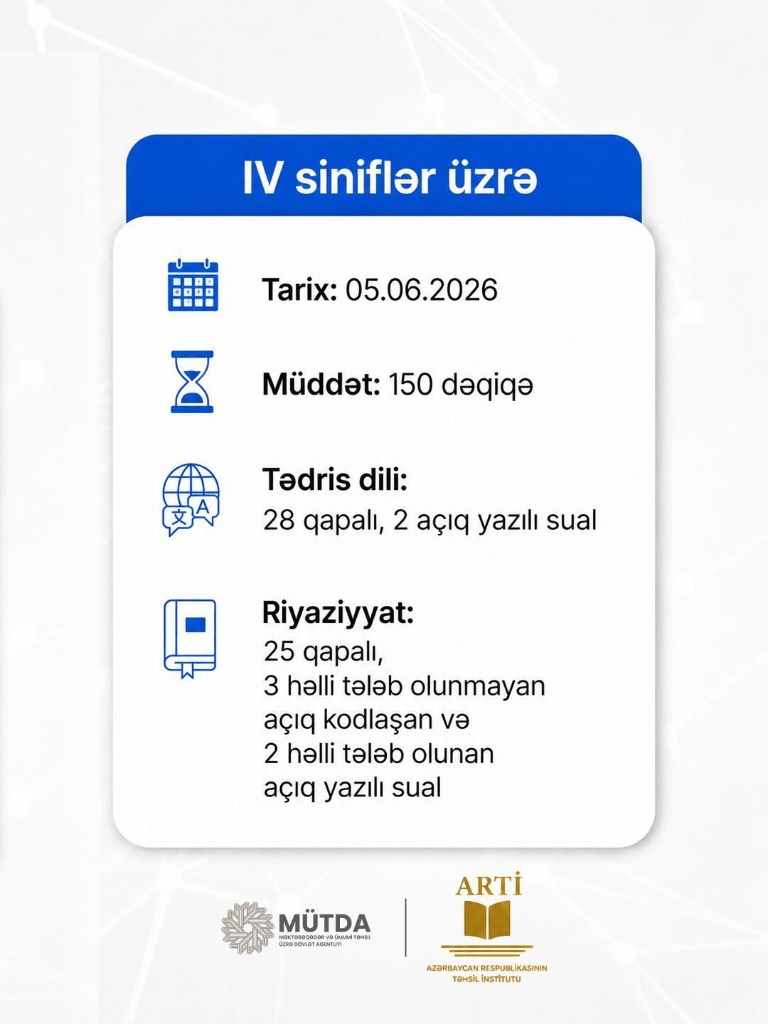 IV və VI siniflərdə monitorinq bu tarixdə keçiriləcək