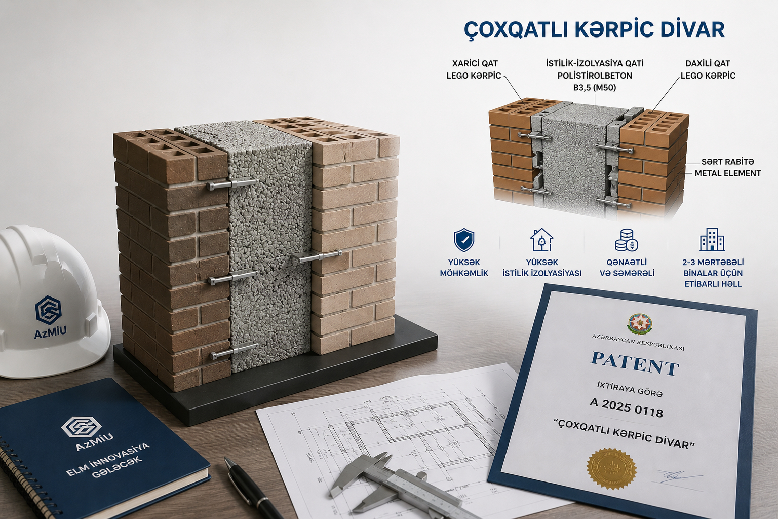 AzMİU alimlərinin “Çoxqatlı kərpic divar” ixtirasına patent verildi