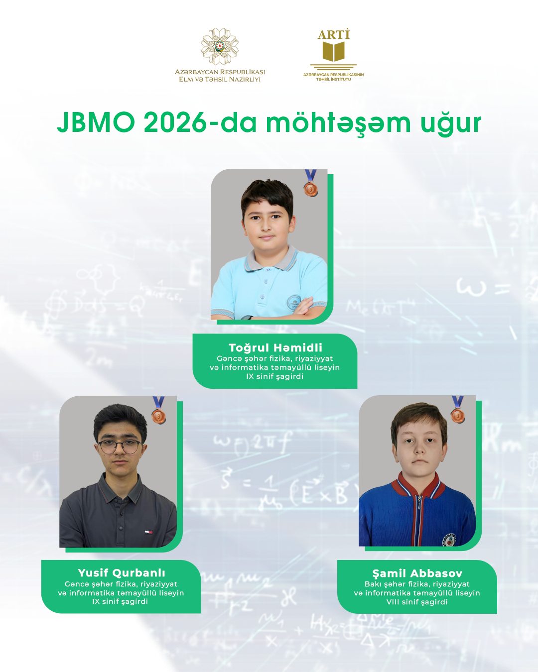 Məktəblilərimiz JBMO 2026-da möhtəşəm uğur  qazandılar