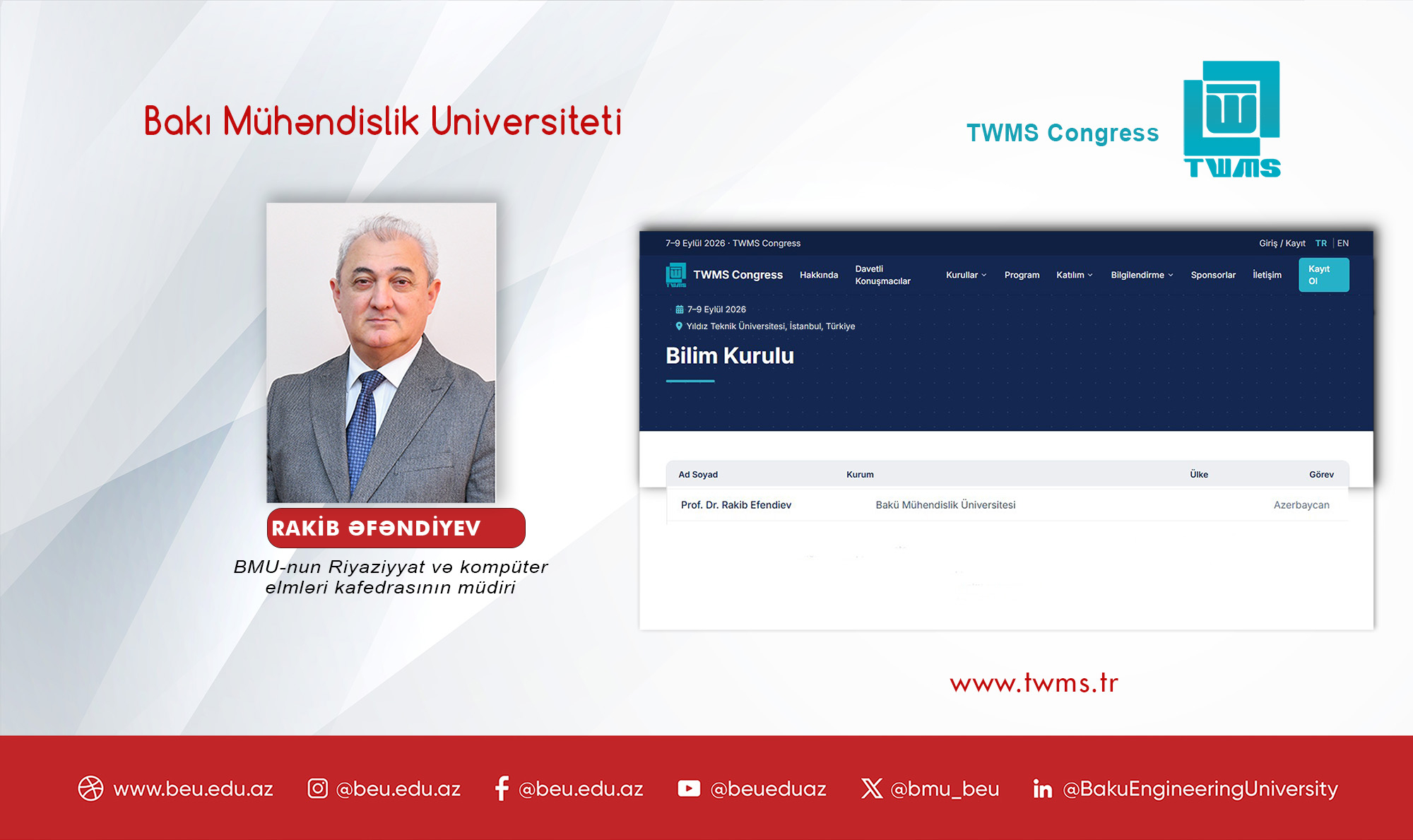 BMU əməkdaşı beynəlxalq elmi komitədə təmsil olunacaq