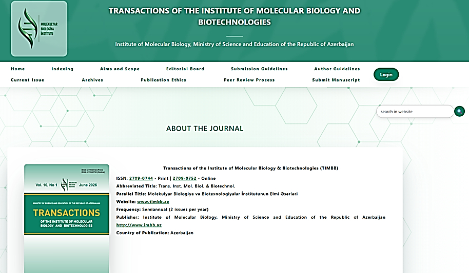 Molekulyar Biologiya İnstitutunun elmi jurnalı "Scopus" bazasına qəbul olub