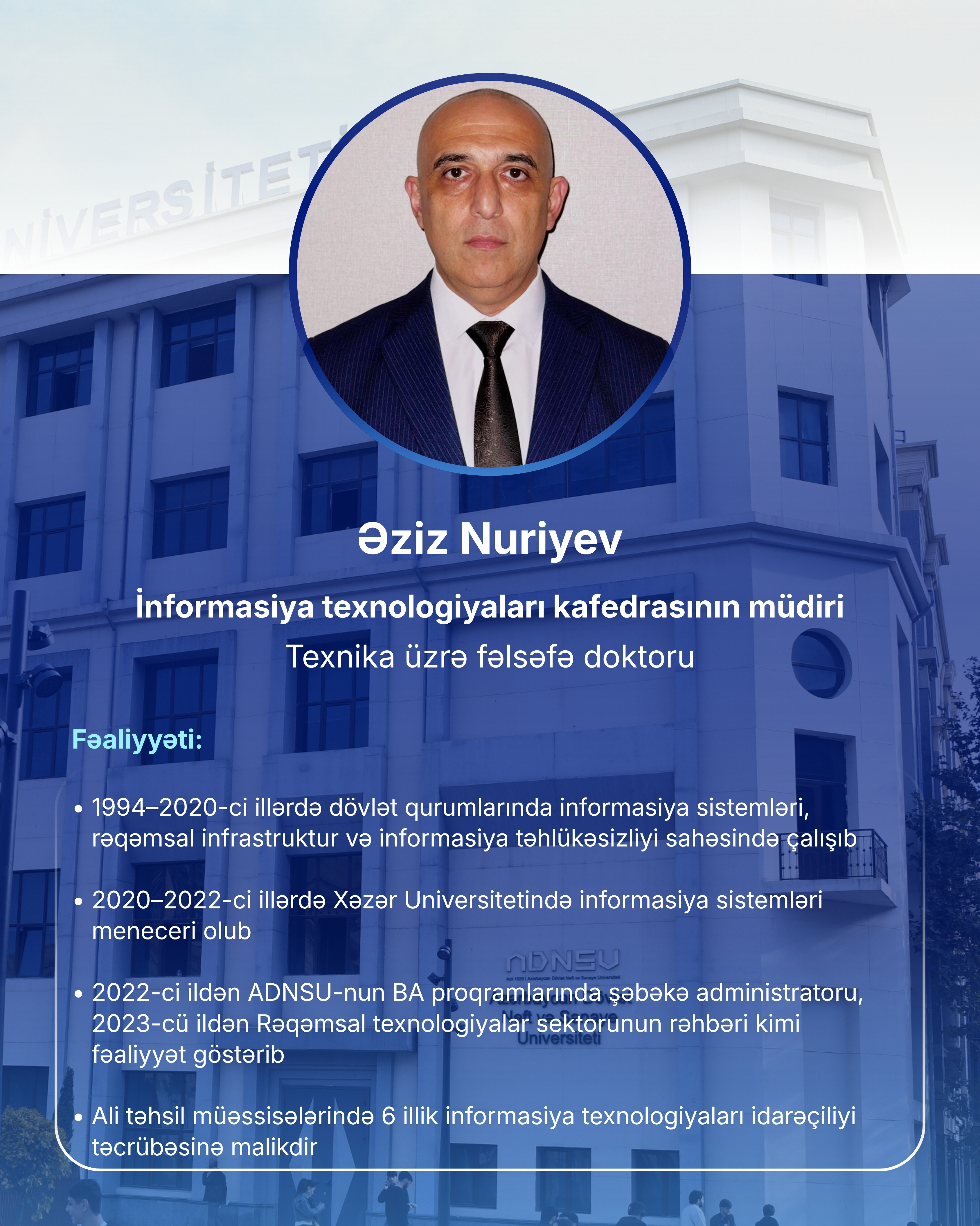 ADNSU-da struktur dəyişikliyi və yeni təyinatlar olub