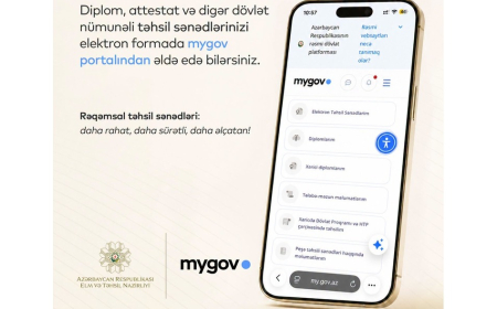 Builki məzunlar təhsil sənədlərini "mygov"dan ala bilərlər 