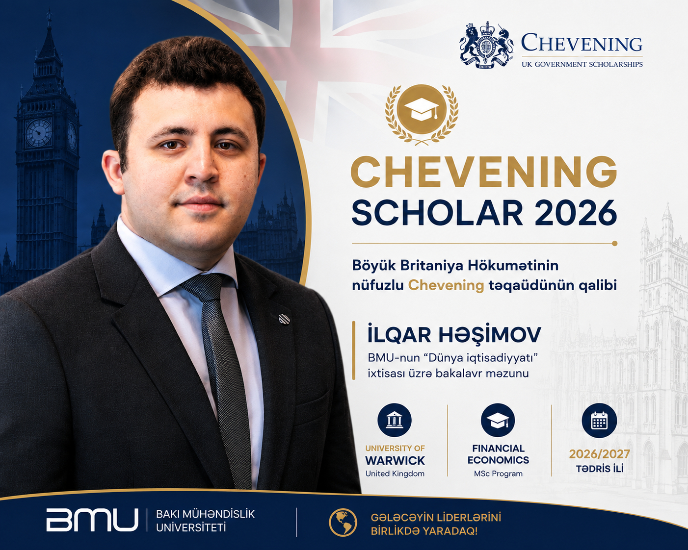 BMU məzunu dünyaca məşhur "Chevening" təqaüdünün qalibi olub