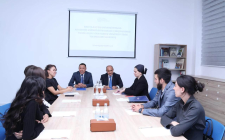 BSU-da Torayqırov Universitetinin rektoru ilə görüş keçirilib