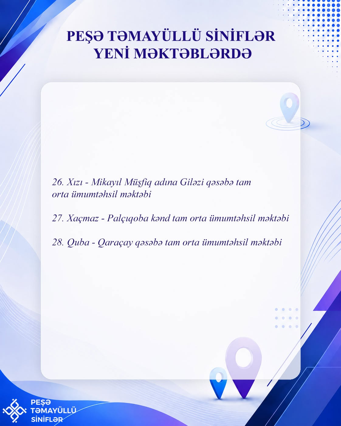 Daha 28 məktəbdə peşə təmayüllü siniflər olacaq