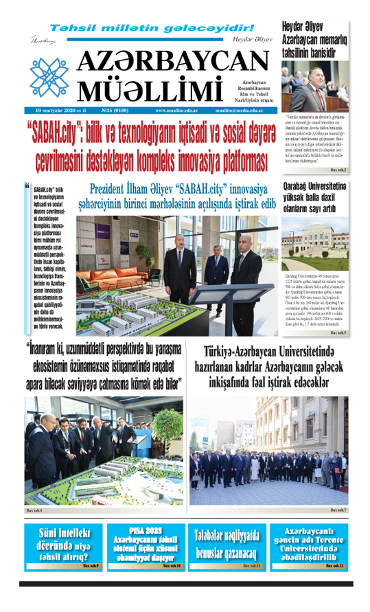 19 sentyabr 2026-cı il №35 (9188) 