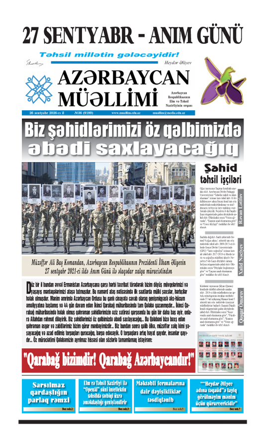 26 sentyabr 2026-cı il №36 (9189) 