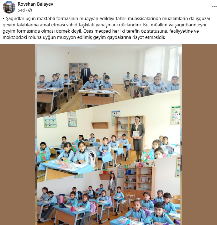 Müəllimlər geyim qaydaları ilə bağlı qərarı dəstəkləyirlər